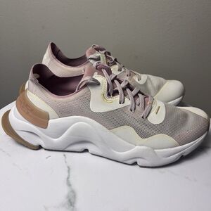 Sorel Kinetic RNEGD Float Athletic Sneaker NL4699-191 Chalk/Pink Sz 8 Tie EUC